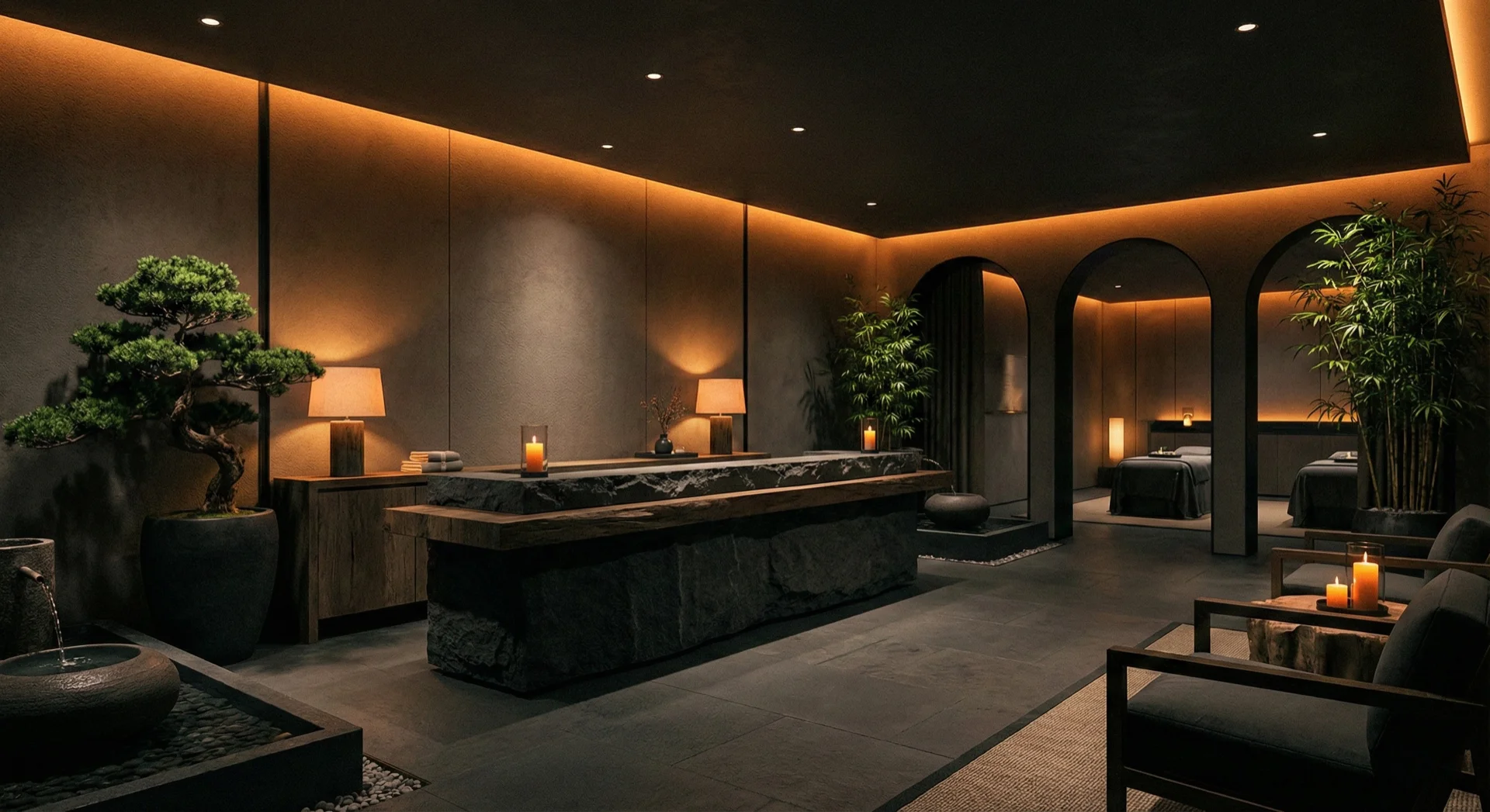 Luxury spa setting with relaxing atmosphere